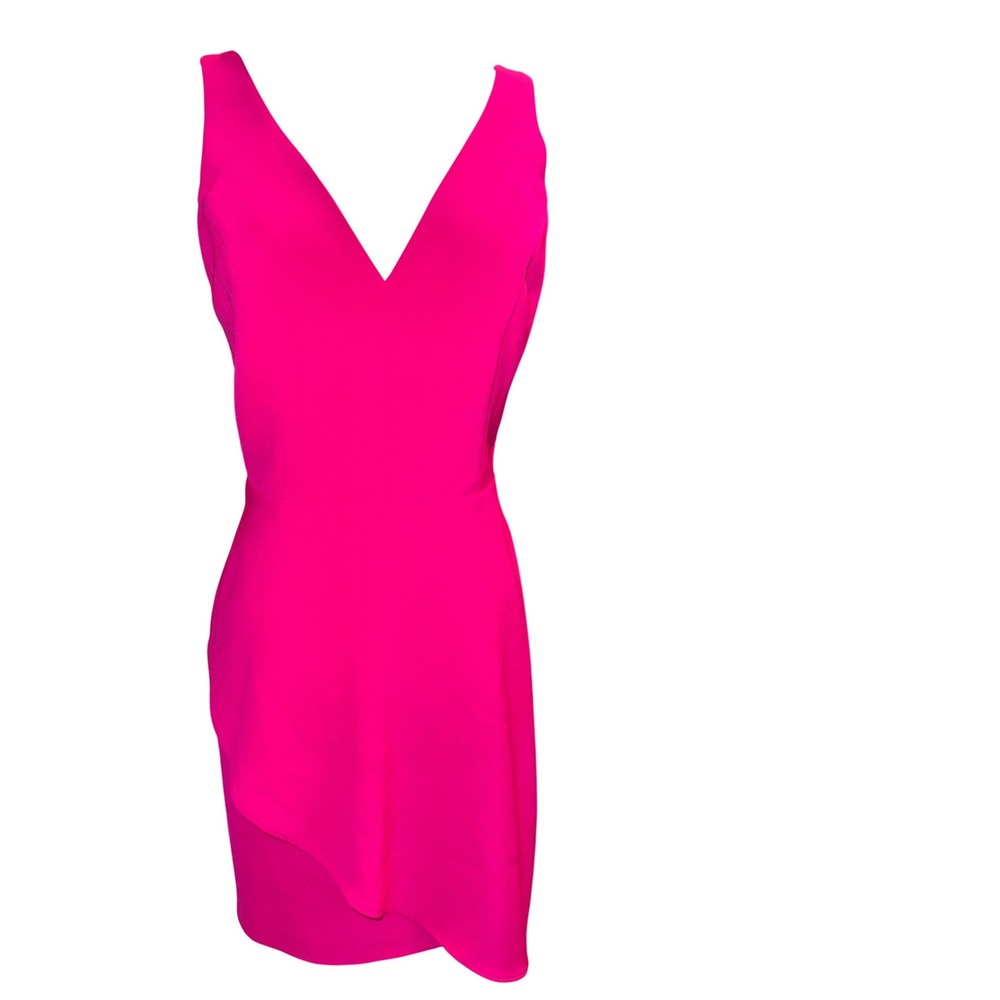 Adelyn Rae Hot Pink V-Neck‎ Asymmetrical Tulip Wrap Cocktail Dress XS Fuchsia
